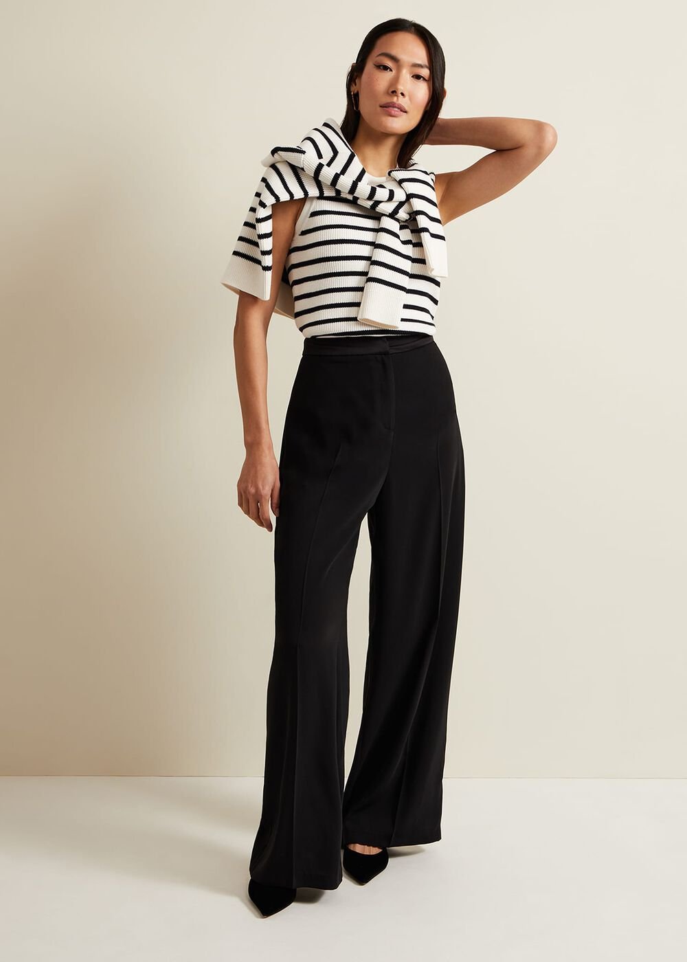 Chloe Stripe Vest - Ivory/Navy