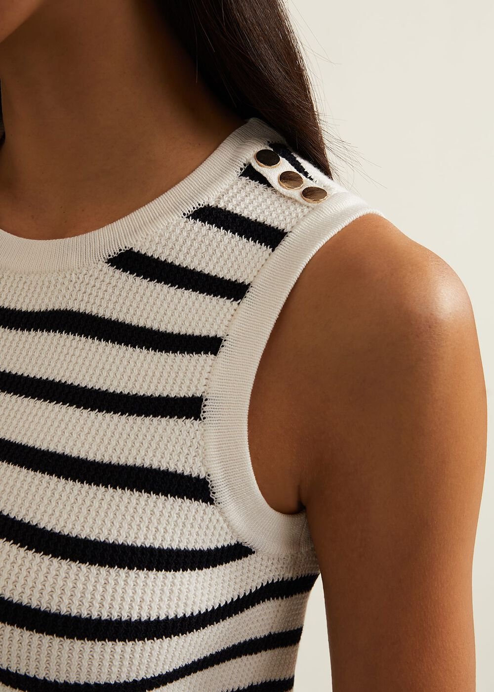 Chloe Stripe Vest - Ivory/Navy