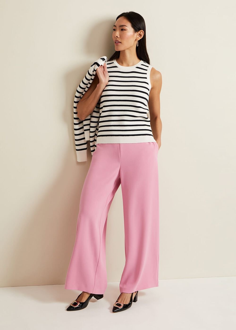 Chloe Stripe Vest - Ivory/Navy