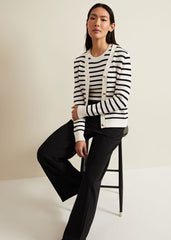 Chloe Stripe Cardigan - Ivory/Navy