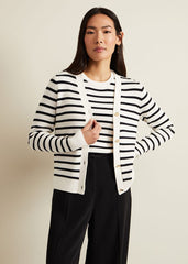 Chloe Stripe Cardigan - Ivory/Navy