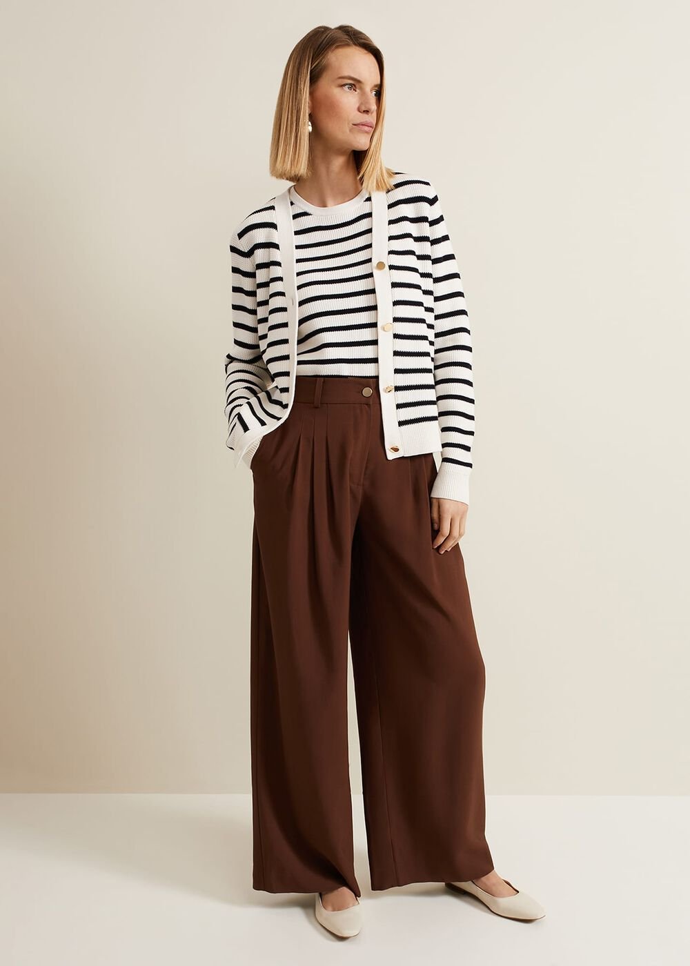 Chloe Stripe Cardigan - Ivory/Navy