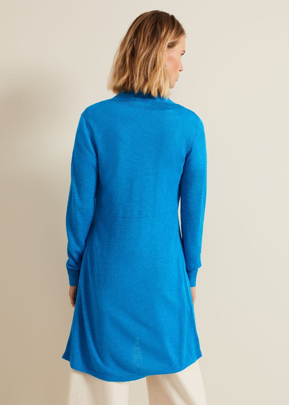 Louise Linen Longline Cardigan - Blue