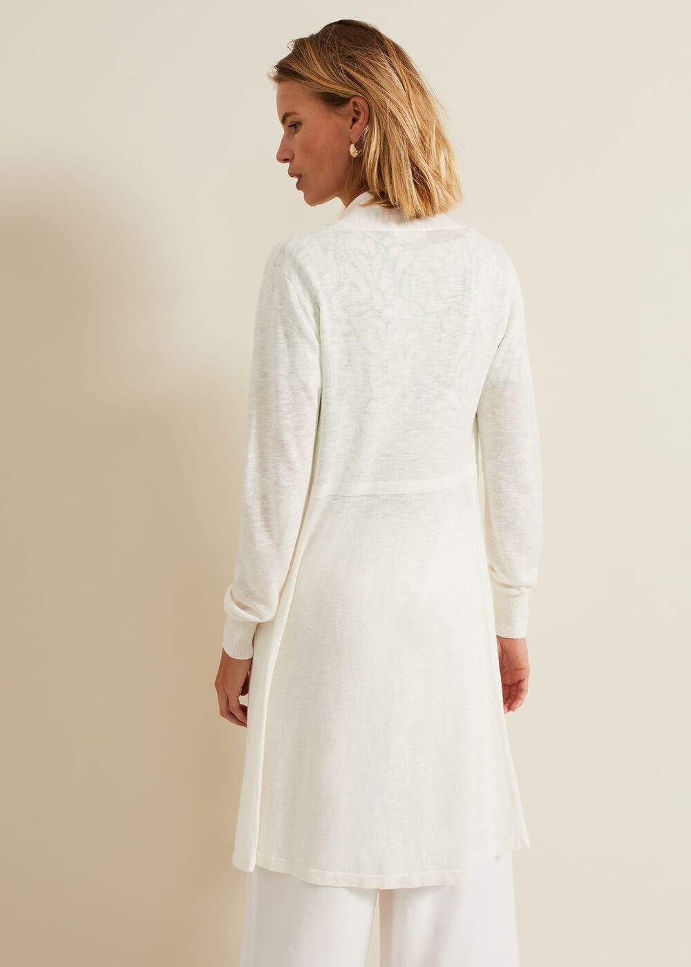 Louise Linen Longline Cardigan - Ivory