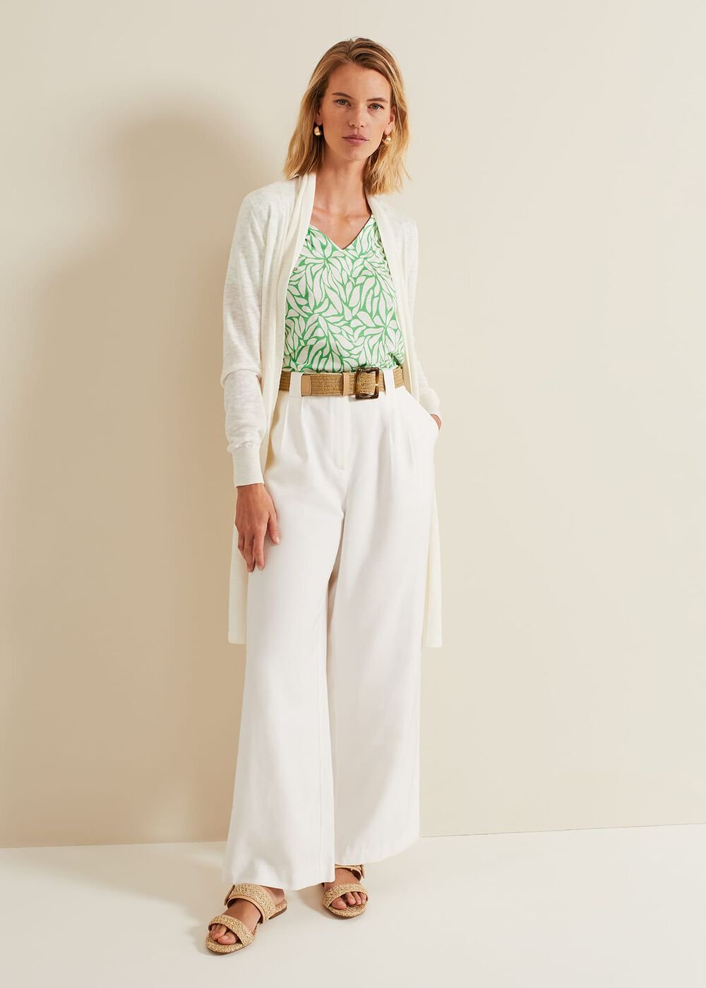 Louise Linen Longline Cardigan - Ivory