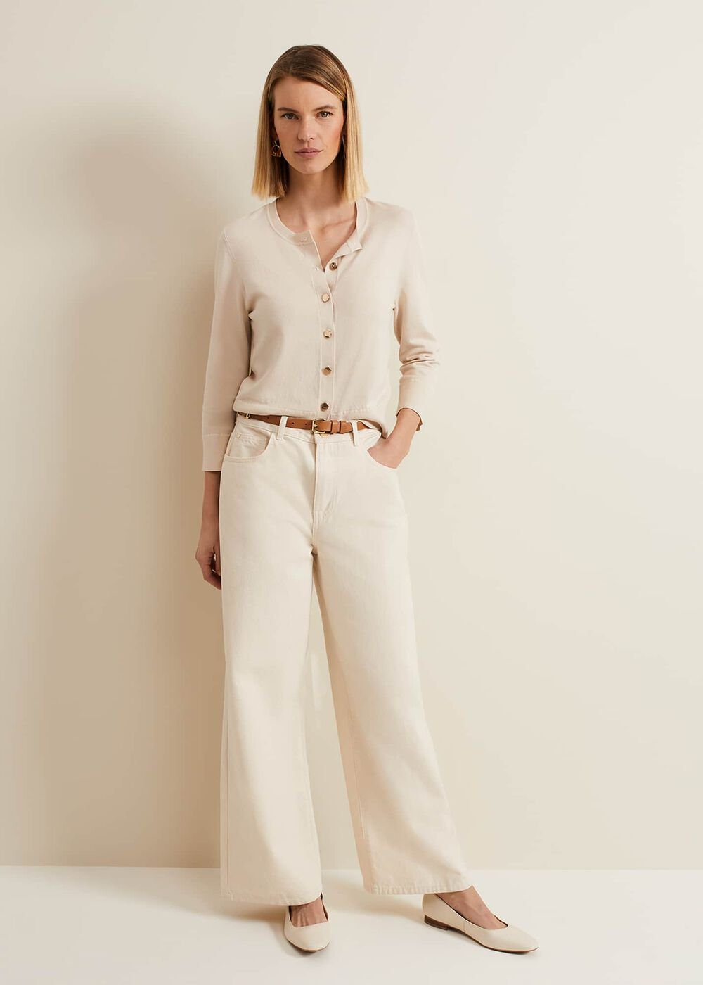 Robin Button Through Cardigan - Stone
