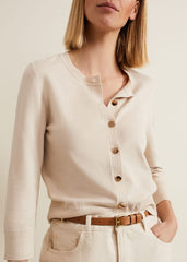 Robin Button Through Cardigan - Stone