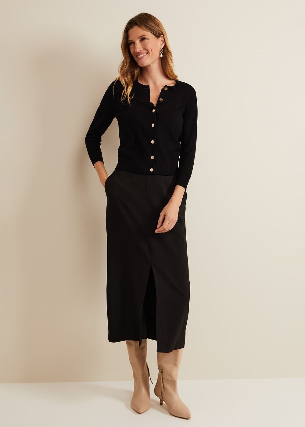 Robin Button Through Cardigan - Black