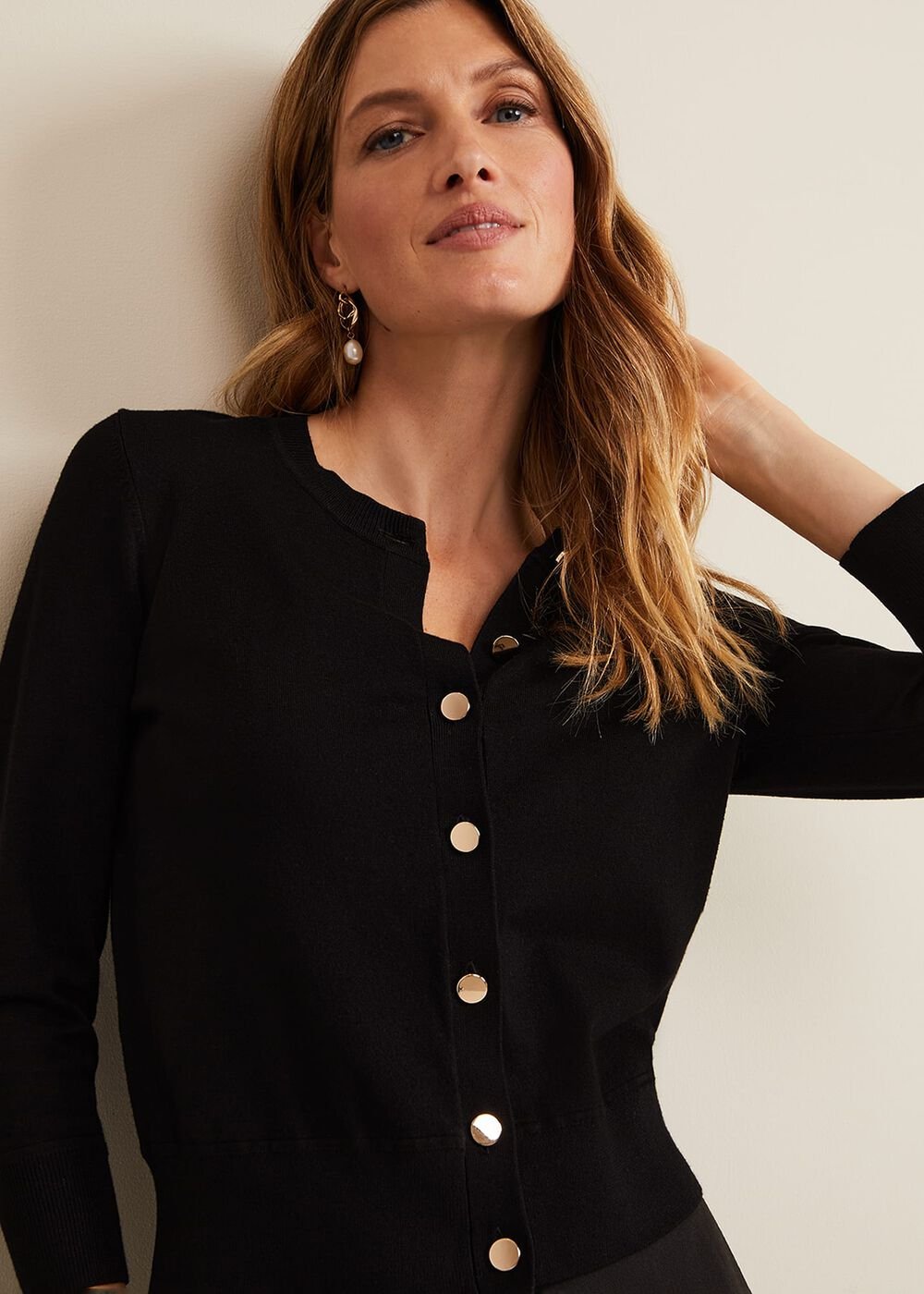 Robin Button Through Cardigan - Black