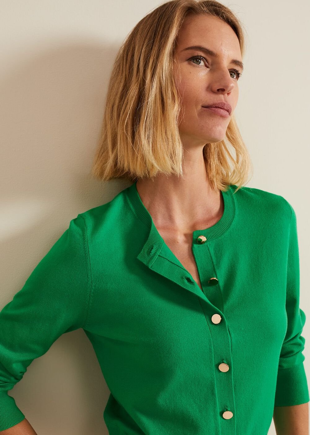 Robin Button Through Cardigan - Green