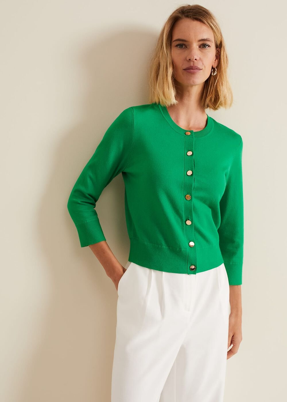 Robin Button Through Cardigan - Green