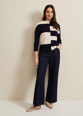 Harper Ripple Top - Navy/Ivory