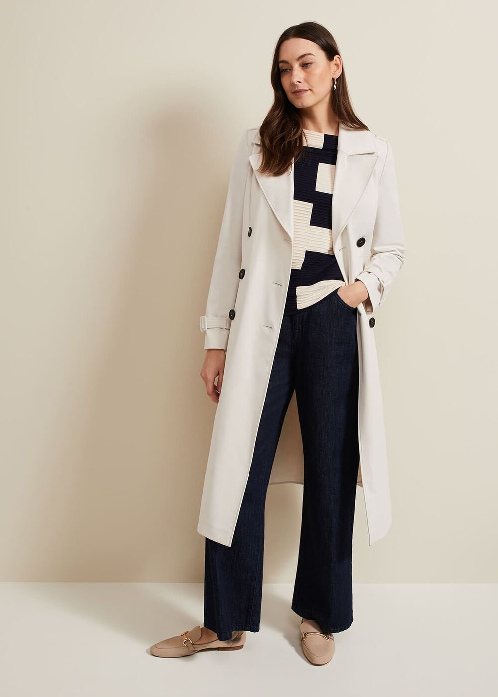 Harper Ripple Top - Navy/Ivory