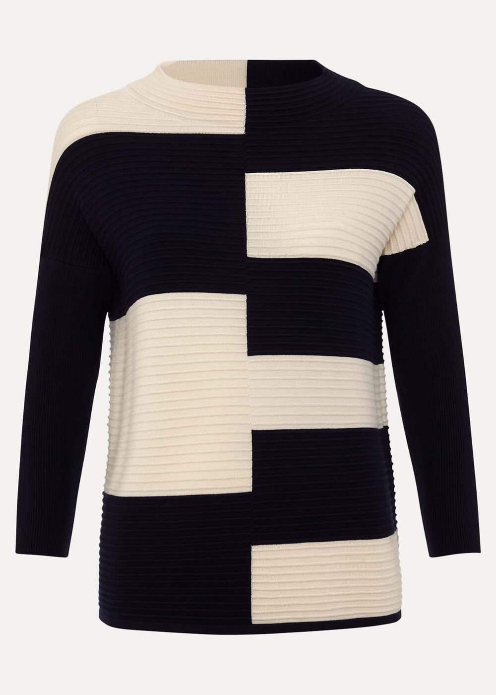 Harper Ripple Top - Navy/Ivory