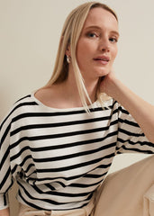 Women's Monochrome Stripe Knit Jumper - Black/Ivory
