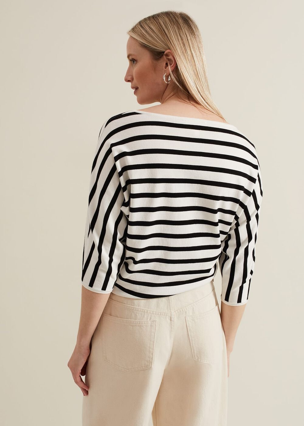 Women's Monochrome Stripe Knit Jumper - Black/Ivory