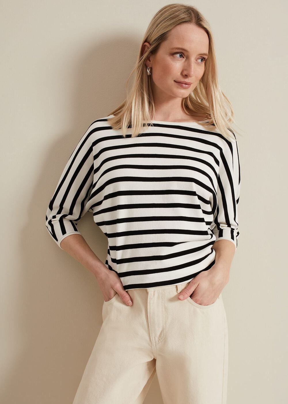 Women's Monochrome Stripe Knit Jumper - Black/Ivory