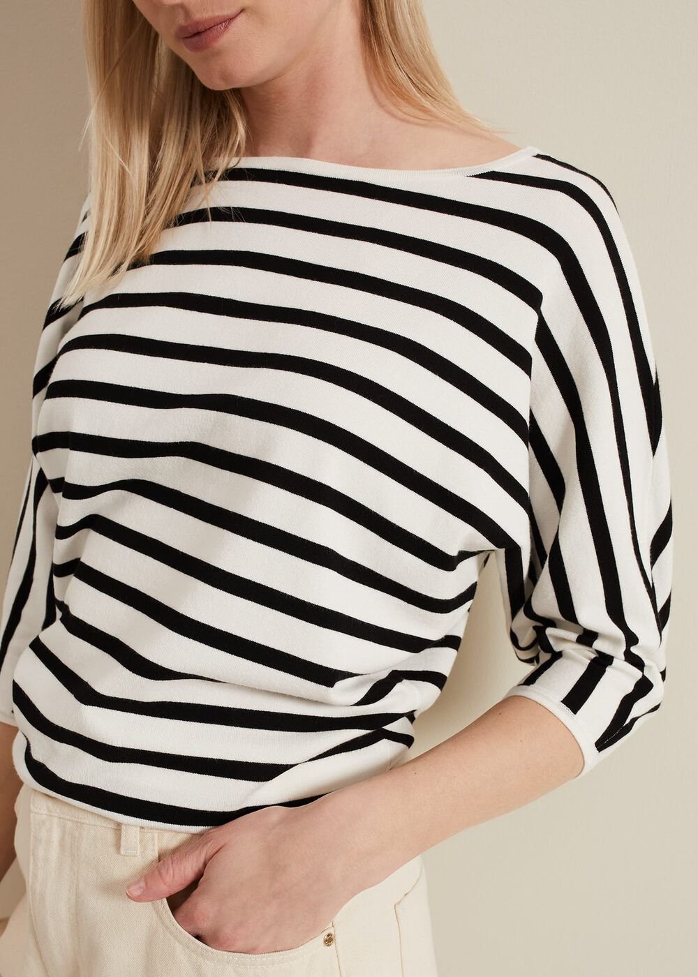 Women's Monochrome Stripe Knit Jumper - Black/Ivory