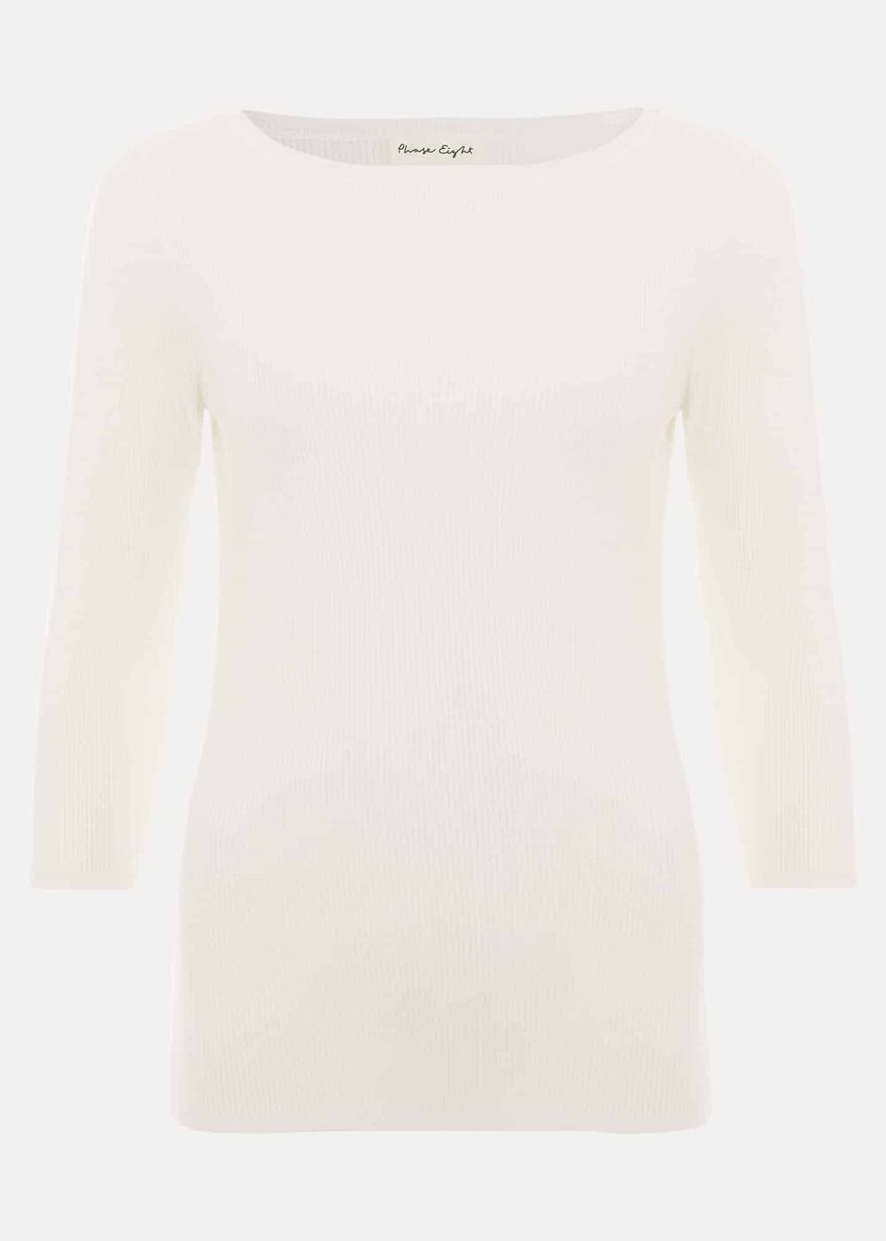Tannah Ribbed Slash Neck Top - Ivory