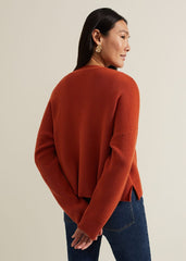 Anna Button Ribbed Cardigan - Orange