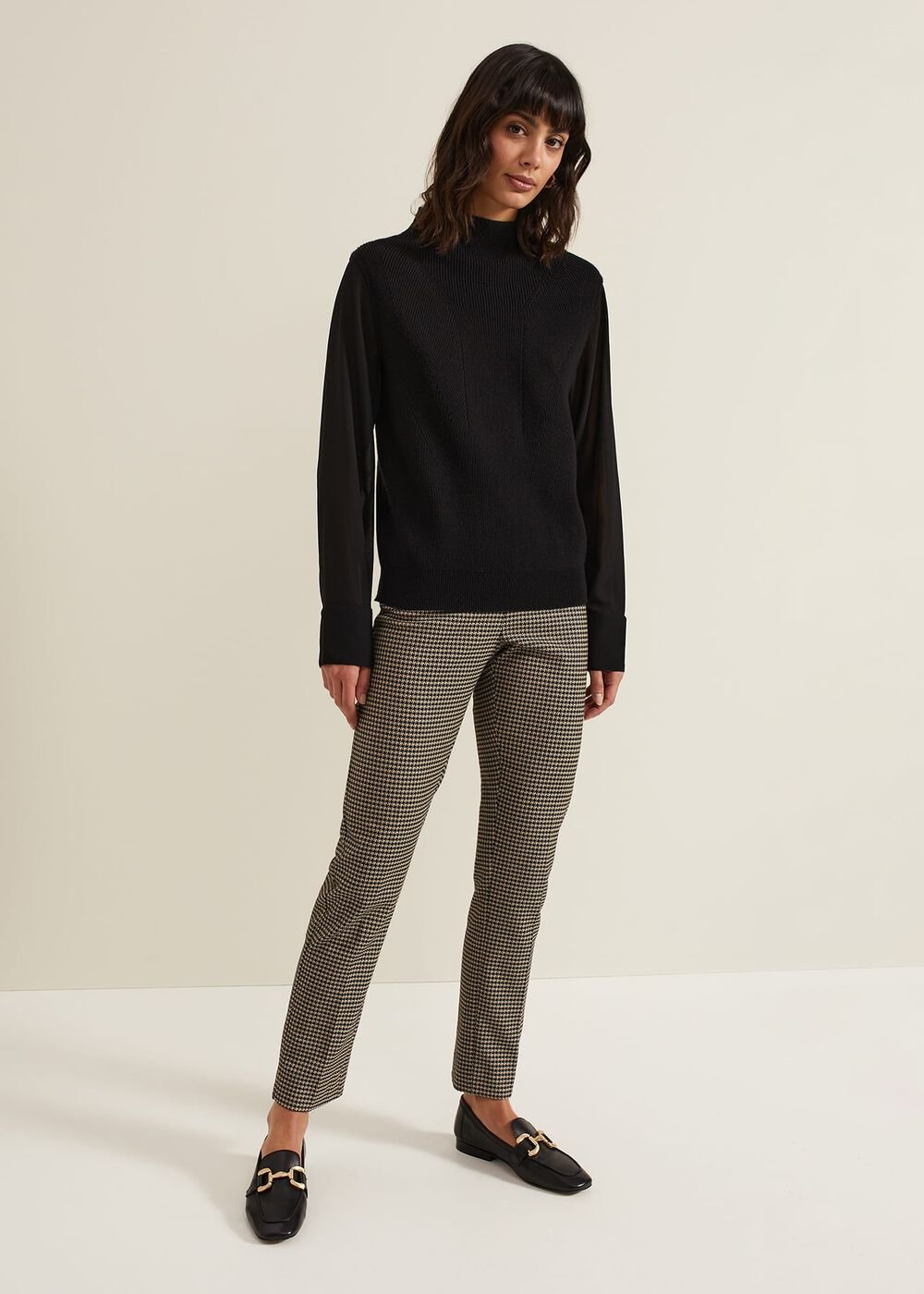 Ella Black Woven Sleeve Jumper - Black