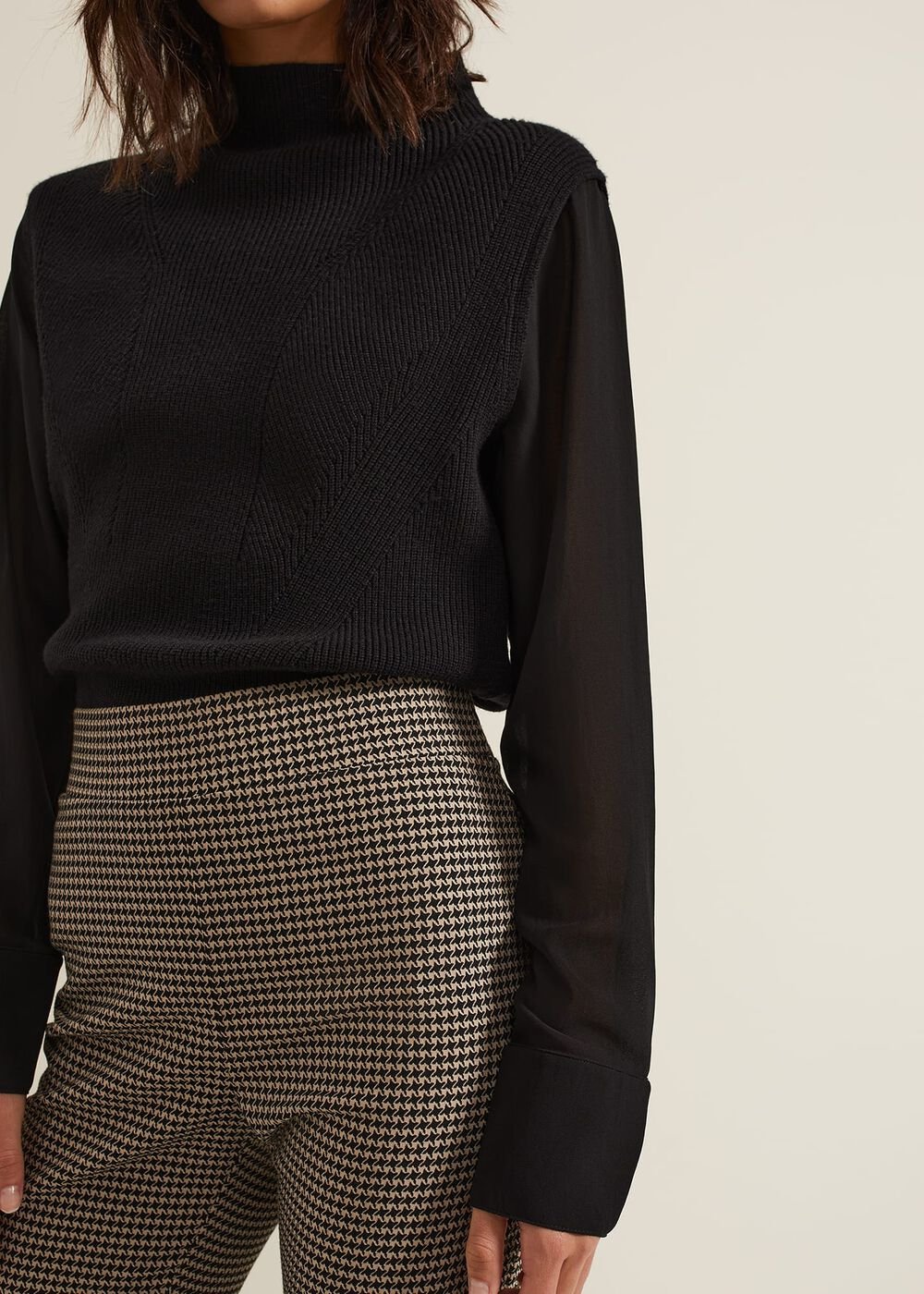 Ella Black Woven Sleeve Jumper - Black