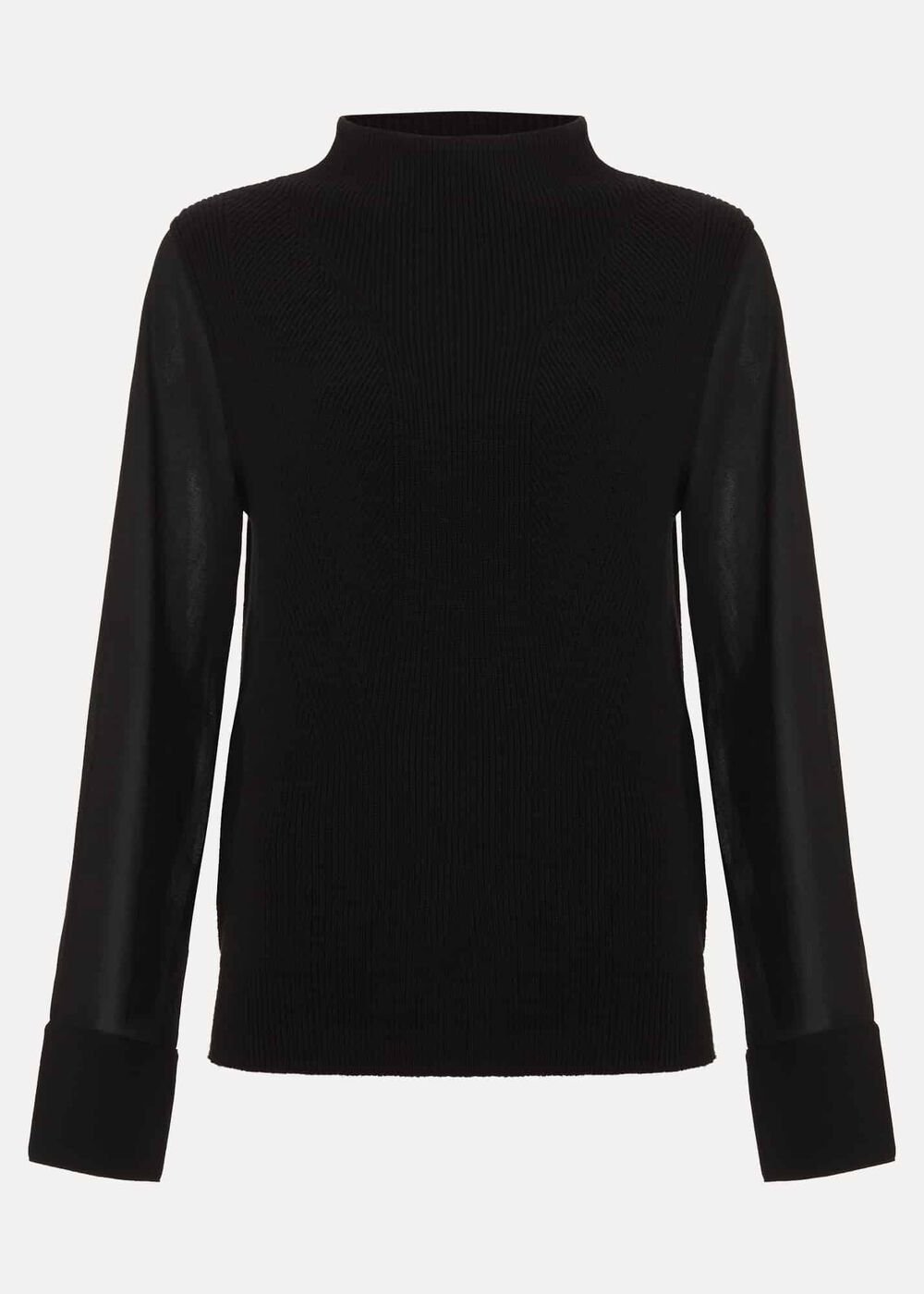Ella Black Woven Sleeve Jumper - Black