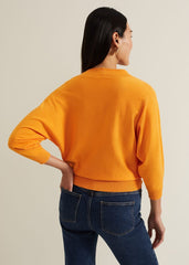 Gina V Neck Batwing Jumper - Orange