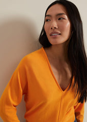 Gina V Neck Batwing Jumper - Orange