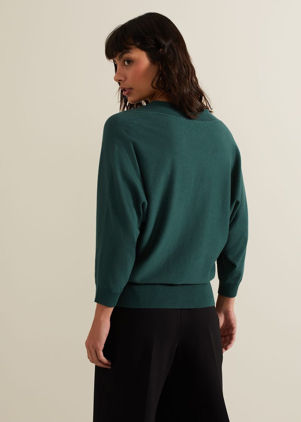 Gina V Neck Batwing Jumper - Green