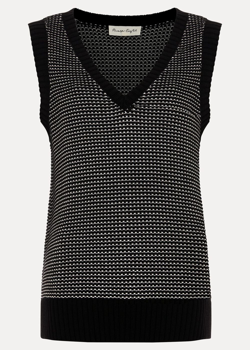 Zoe Tweed Knit Black Tank - Black/Ivory
