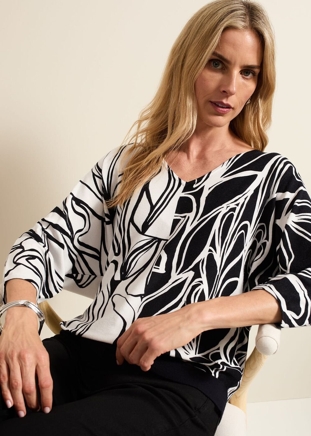 Ava Floral Print Colour Block Jumper - Multi-Coloured