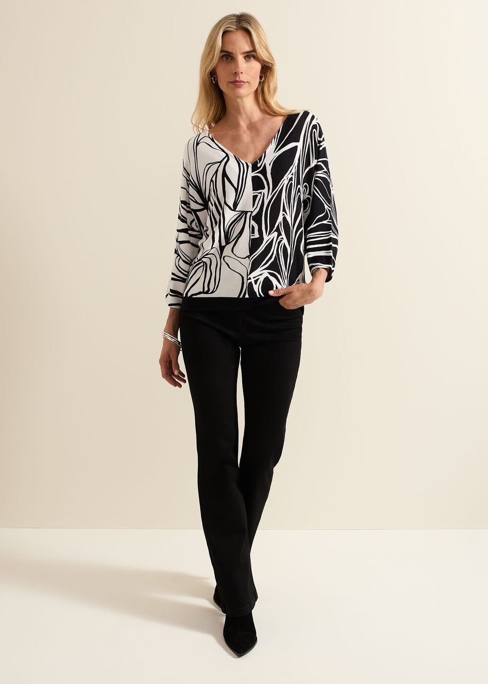 Ava Floral Print Colour Block Jumper - Multi-Coloured