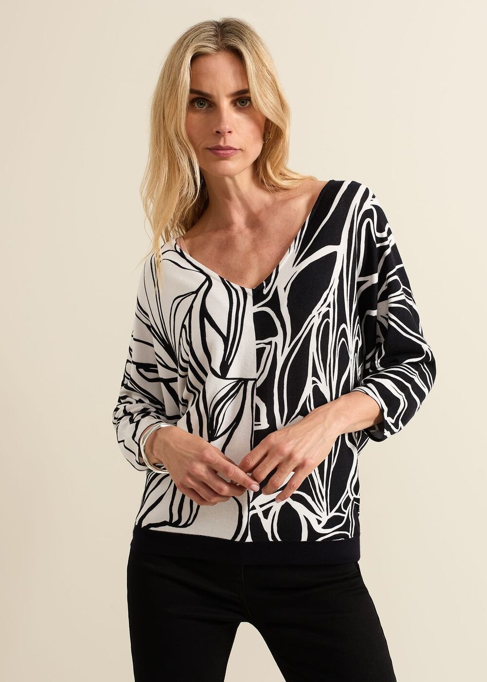 Ava Floral Print Colour Block Jumper - Multi-Coloured