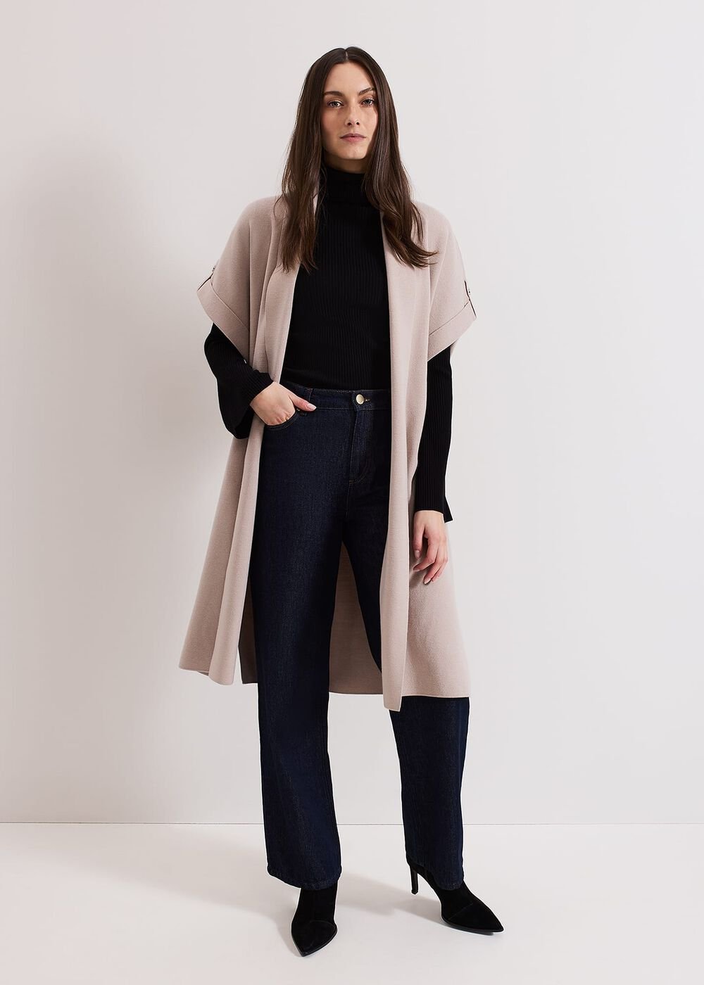 Wendy Shawl Collar Knit Gilet - Stone