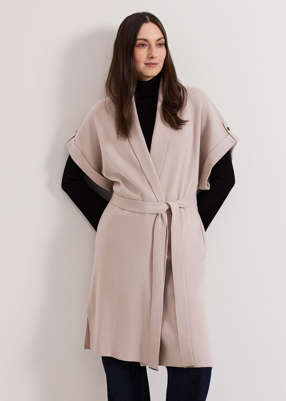 Wendy Shawl Collar Knit Gilet - Stone