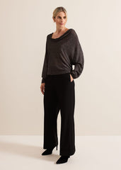 Malti Metallic Cowl Neck Knit - Gunmetal