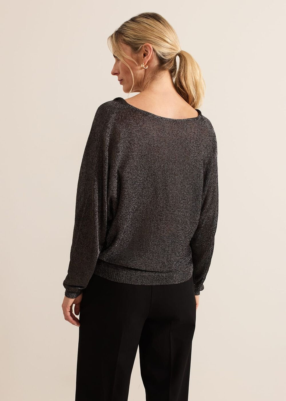 Malti Metallic Cowl Neck Knit - Gunmetal