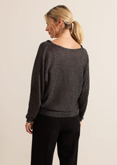 Malti Metallic Cowl Neck Knit - Gunmetal