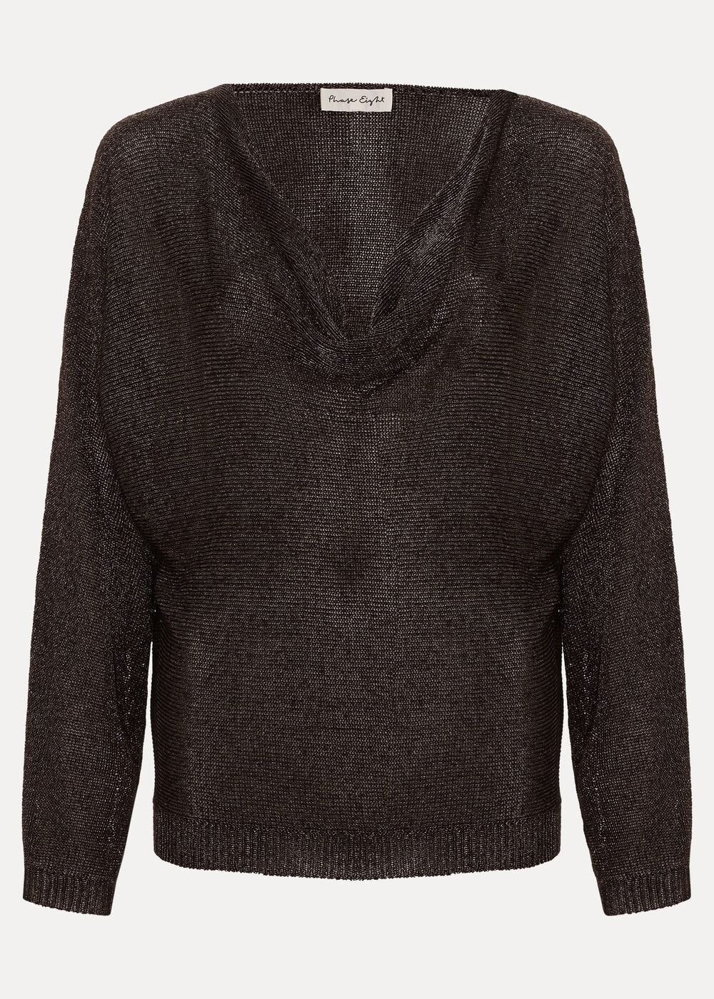 Malti Metallic Cowl Neck Knit - Gunmetal