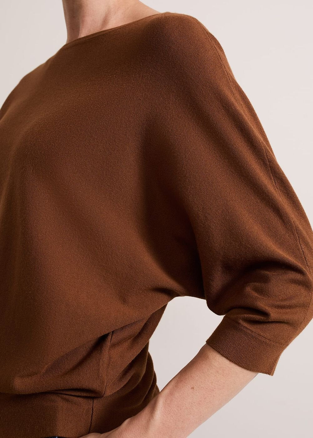 Women's Tan Batwing Knitted Jumper - Spice