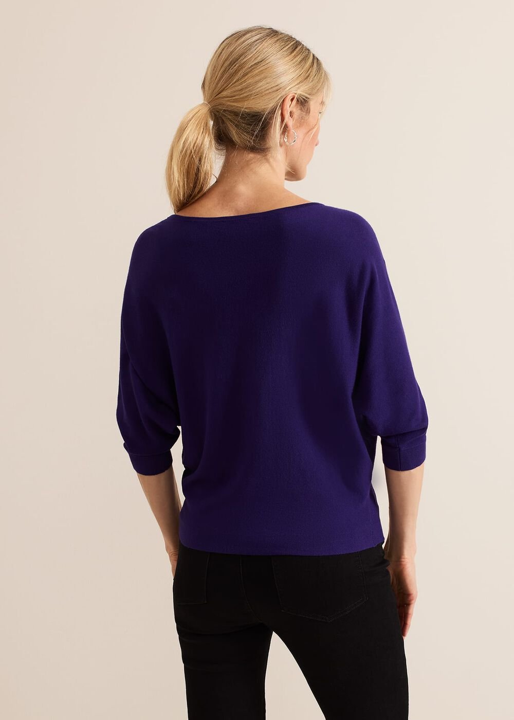 Women's Dark Purple Batwing Knit Jumper - Purple