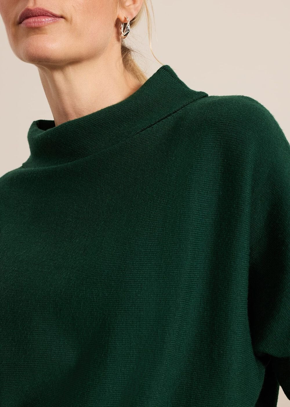 Salima Funnel Neck Knit Jumper - Green
