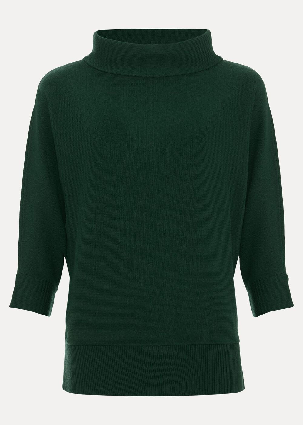 Salima Funnel Neck Knit Jumper - Green