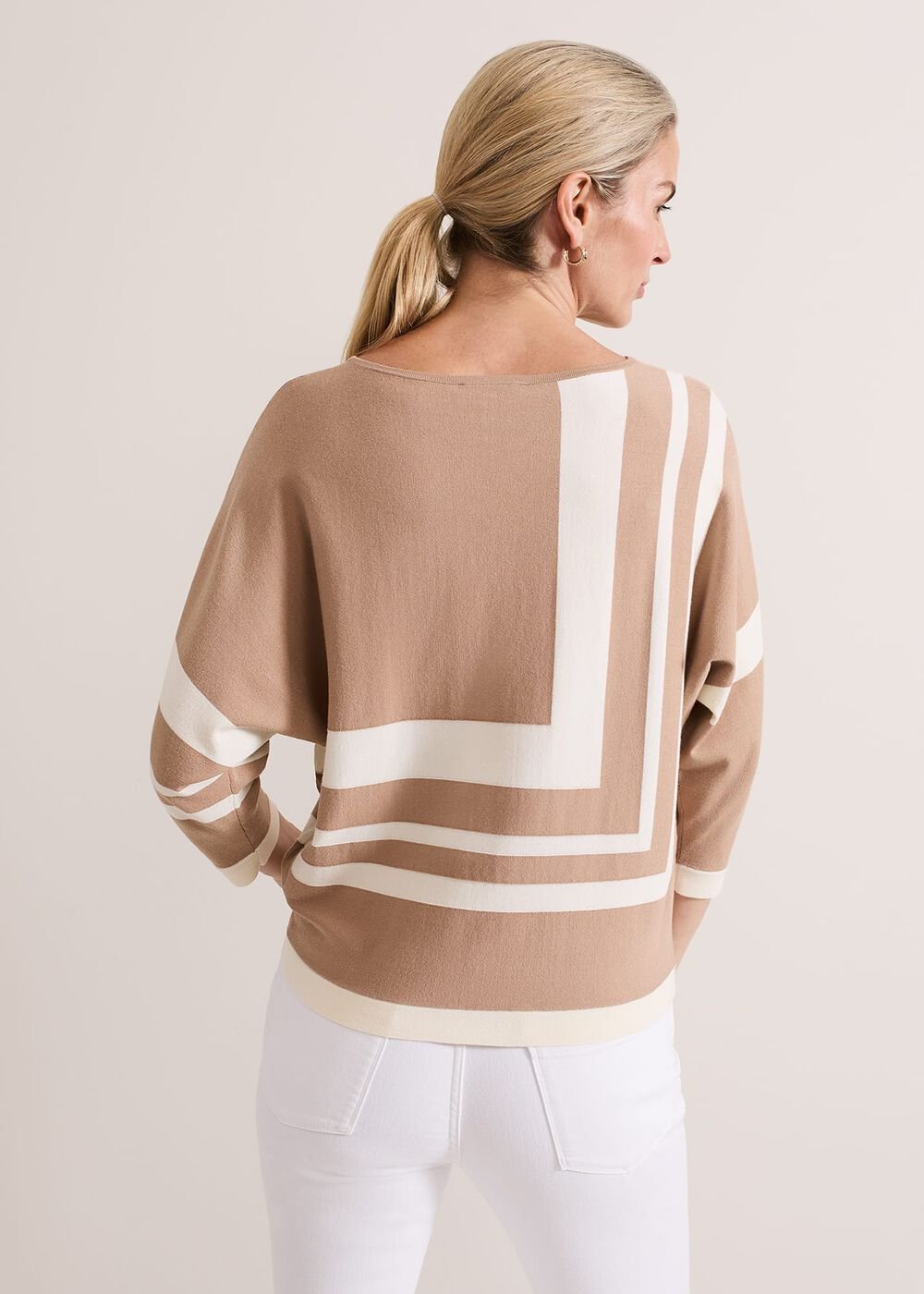 Geri Geo Lined Knit Top - Camel