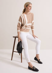 Geri Geo Lined Knit Top - Camel