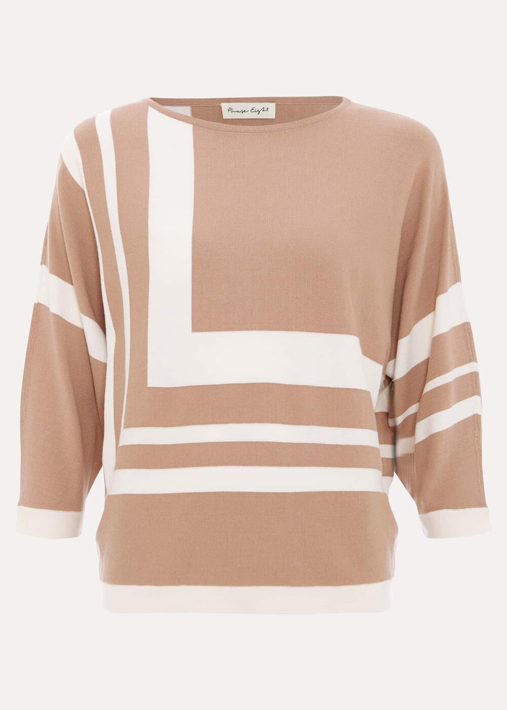 Geri Geo Lined Knit Top - Camel