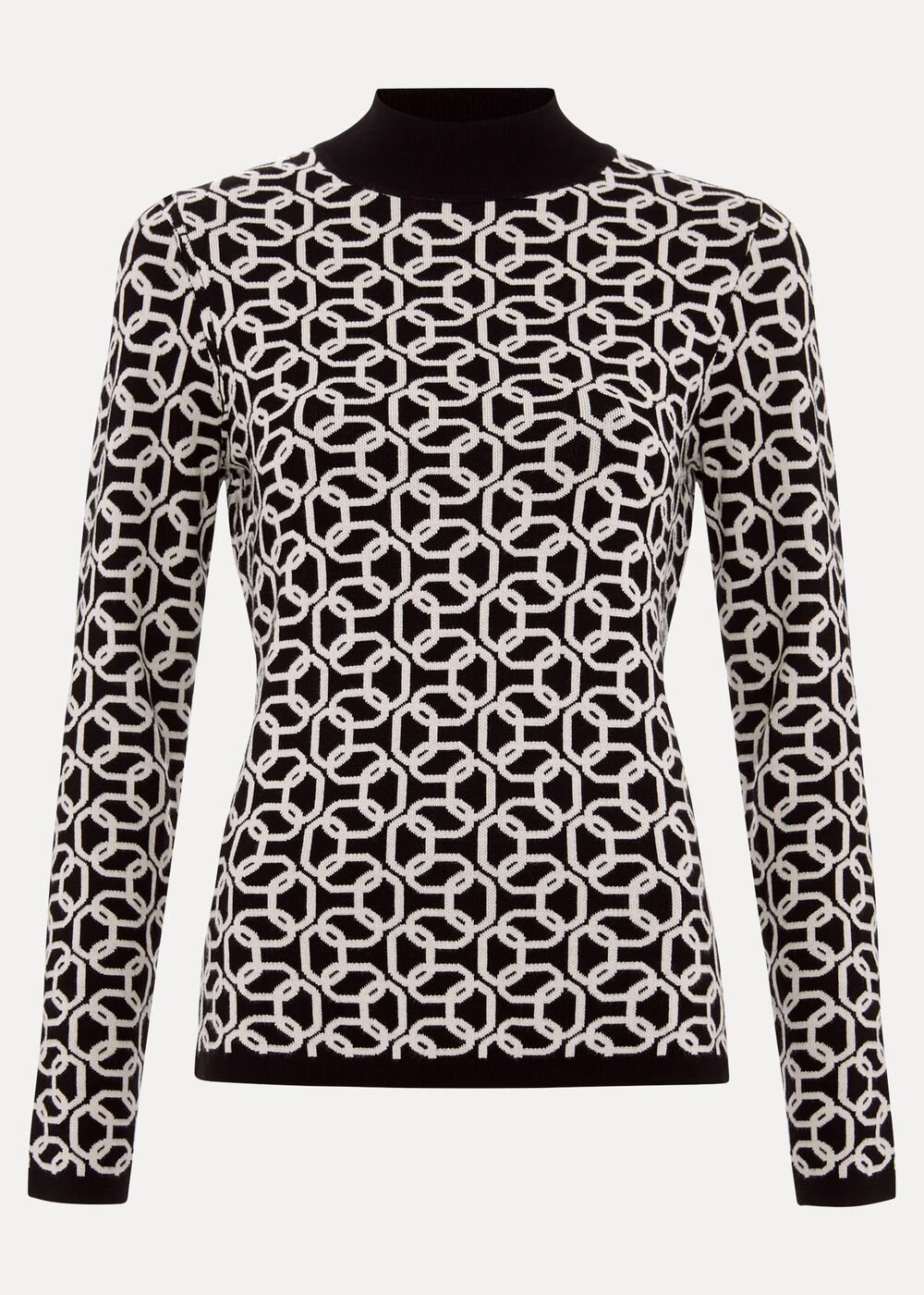 Callie Chain Jacquard Fitted Top - Black/Ivory