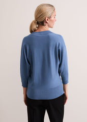 Gina V Neck Batwing Jumper - Blue