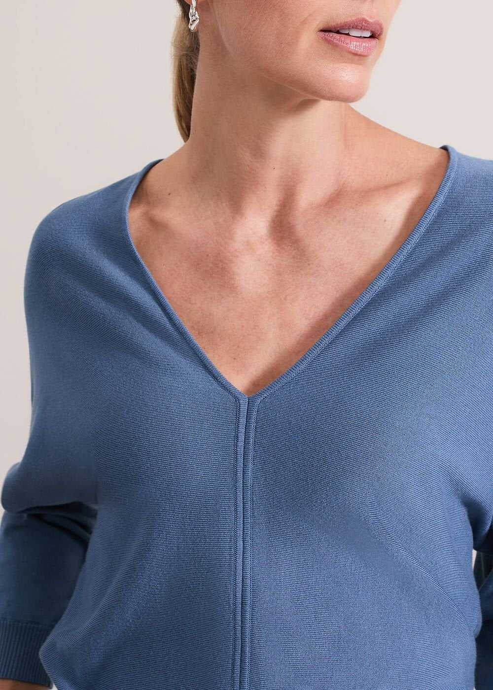 Gina V Neck Batwing Jumper - Blue